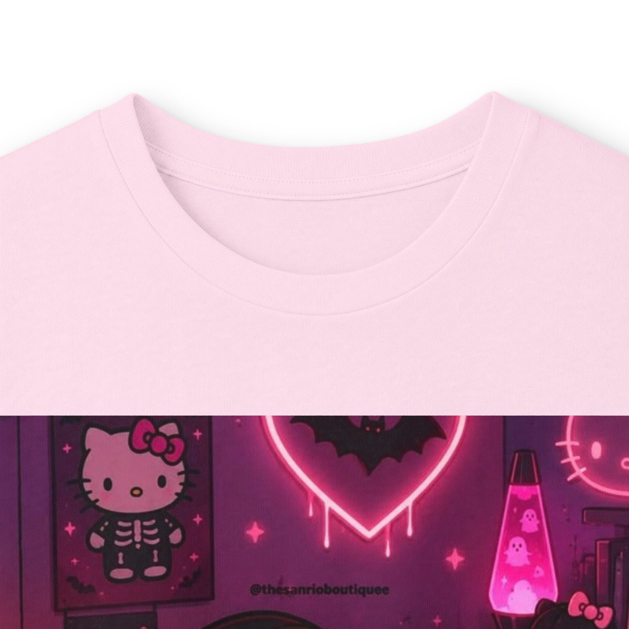 Hello Kitty x Ghostface Horror Long Sleeve Tee — Pink Neon Cute Scary Graphic