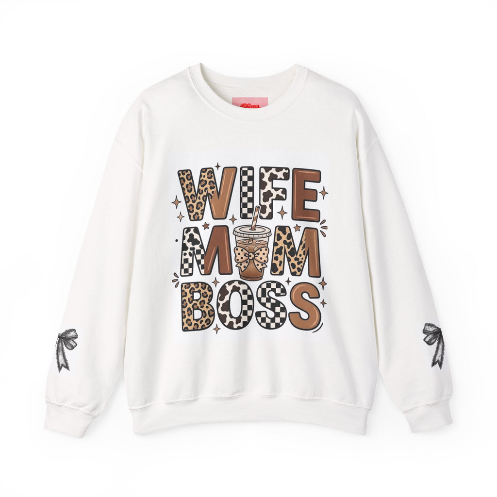 Wife Mom Boss Leopard Crewneck Sweatshirt — Betty Boop Star Graphic