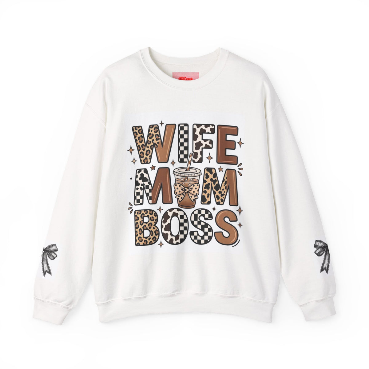 Wife Mom Boss Leopard Crewneck Sweatshirt — Betty Boop Star Graphic