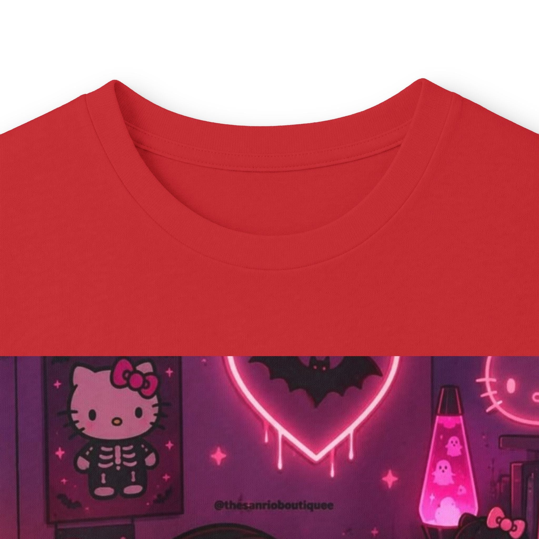 Hello Kitty x Ghostface Horror Long Sleeve Tee — Pink Neon Cute Scary Graphic