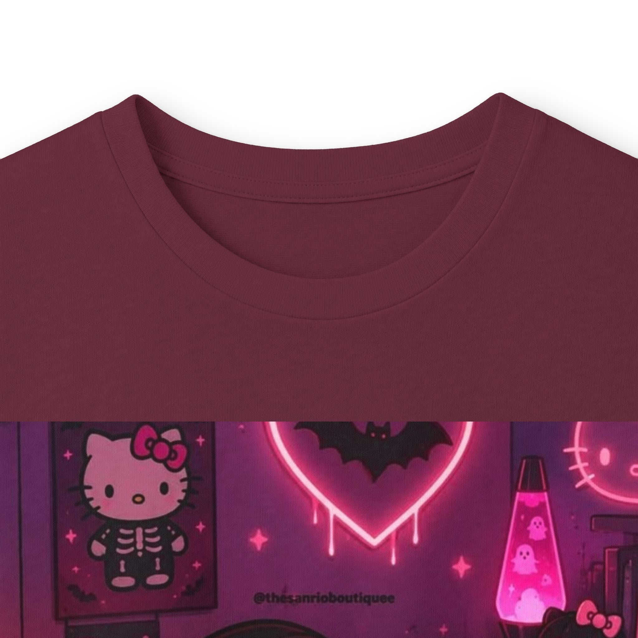 Hello Kitty x Ghostface Horror Long Sleeve Tee — Pink Neon Cute Scary Graphic
