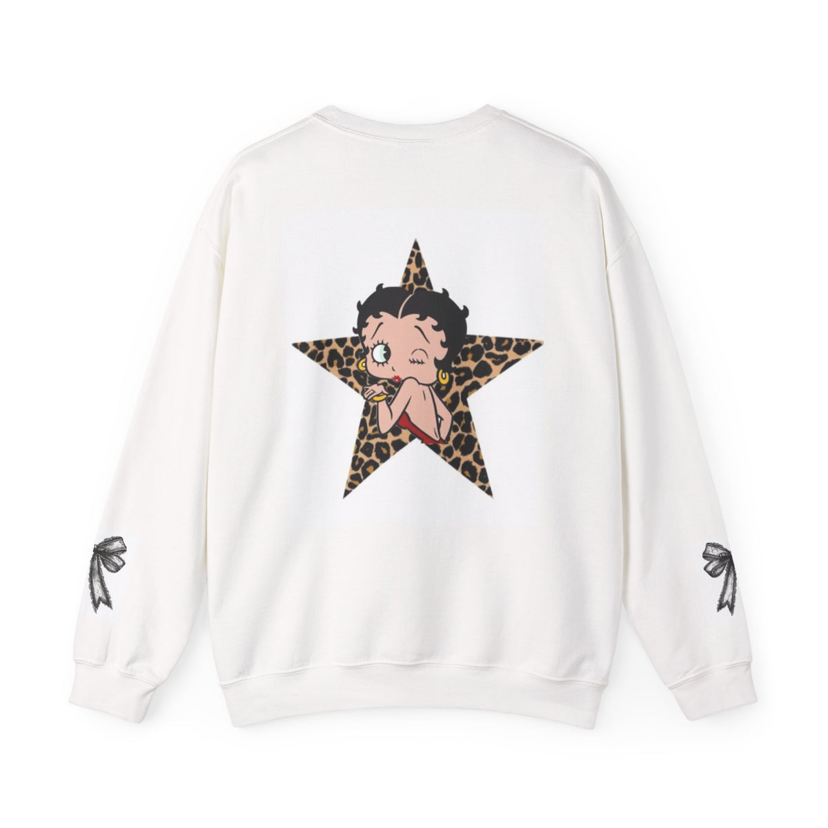 Wife Mom Boss Leopard Crewneck Sweatshirt — Betty Boop Star Graphic