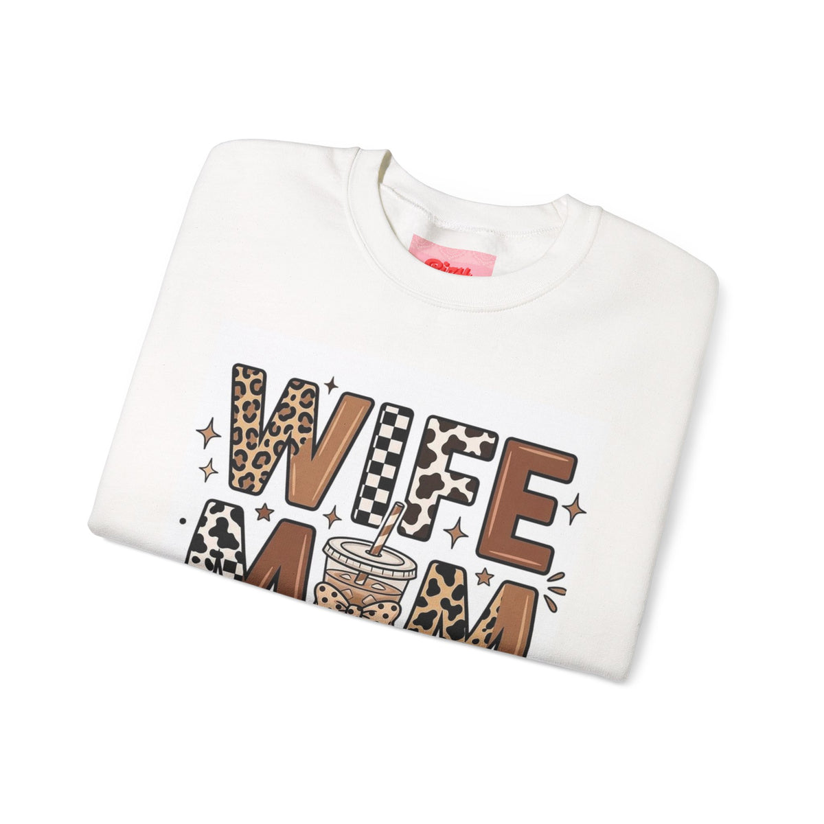 Wife Mom Boss Leopard Crewneck Sweatshirt — Betty Boop Star Graphic
