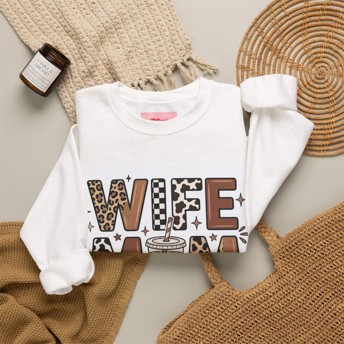 Wife Mom Boss Leopard Crewneck Sweatshirt — Betty Boop Star Graphic